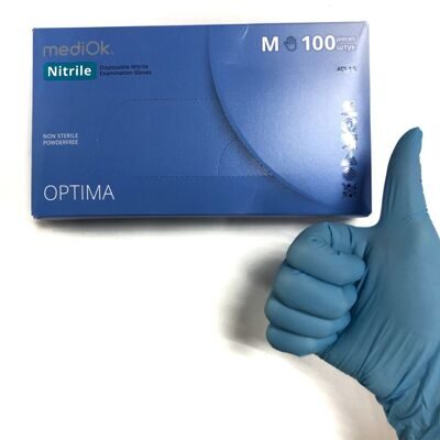 Перчатки Mediok (OPTIMA), р. М, нитриловые, голубые, 50 пар