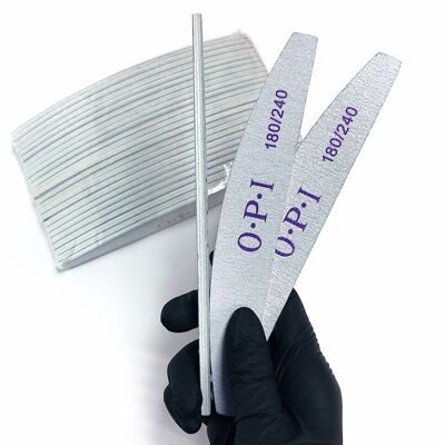 Пилка  OPI на вспененной основе полумесяц 180/240 грит, стандарт, 25 шт