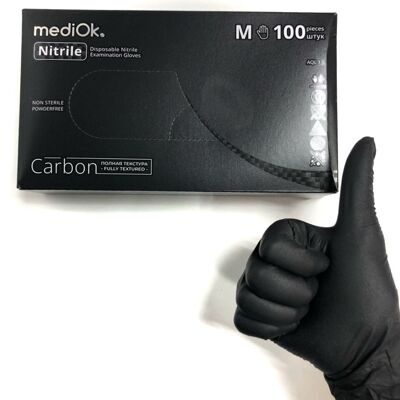 Перчатки Mediok (Carbon), р. М, нитриловые, черные, 50 пар